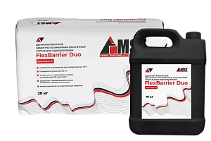 Двухкомпонентный цементно-полимерный эластичный состав для гидроизоляции FlexBarrier Duo
